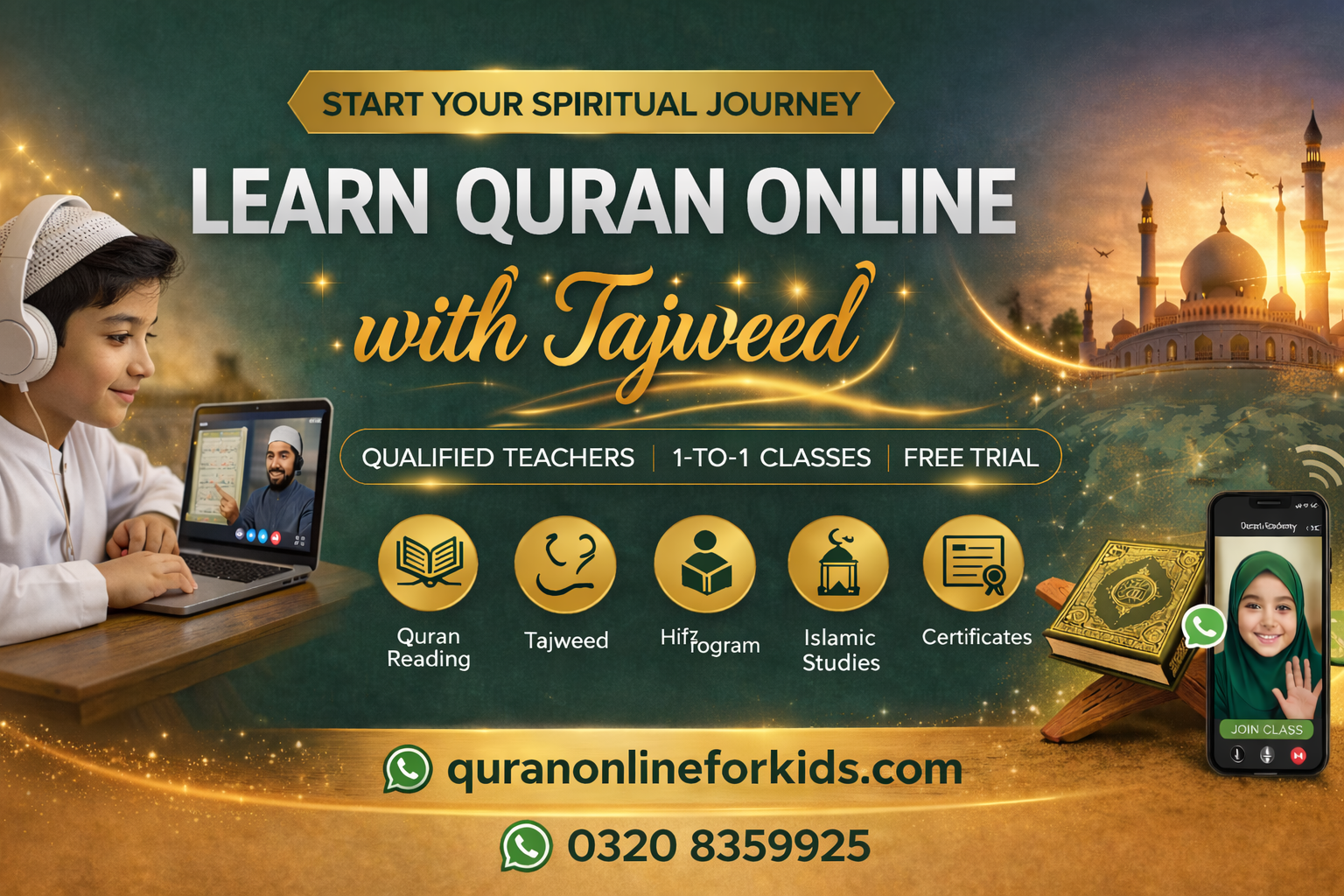 Kids and families learning Quran online with caring teachers